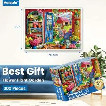 300 Pieces Puzzle for Adults | Flowers House Puzzle | Recycled Cardboard Large Piece Jigsaw Puzzles ...