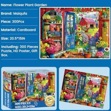 300 Pieces Puzzle for Adults | Flowers House Puzzle | Recycled Cardboard Large Piece Jigsaw Puzzles 300 Pieces | Challenging Game Home Decor Birthday Party Gift Toy 20.5 * 15 inch