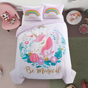 Heritage Kids Kids and Toddler Ultra-Soft Magical Unicorn and Rainbow Easy-Wash Microfiber Comforter...