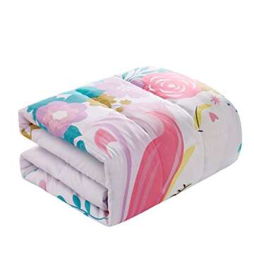 Heritage Kids Kids and Toddler Ultra-Soft Magical Unicorn and Rainbow Easy-Wash Microfiber Comforter Bed Set, Twin, Light Pink