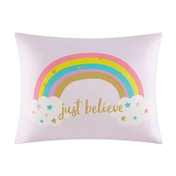 Heritage Kids Kids and Toddler Ultra-Soft Magical Unicorn and Rainbow Easy-Wash Microfiber Comforter Bed Set, Twin, Light Pink