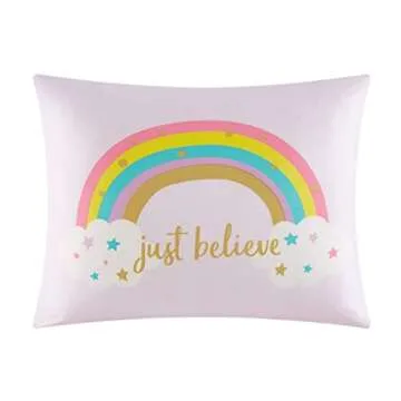 Heritage Kids Kids and Toddler Ultra-Soft Magical Unicorn and Rainbow Easy-Wash Microfiber Comforter Bed Set, Twin, Light Pink