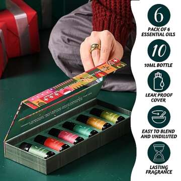 Folkulture Christmas Fragrance Oils for Diffuser as Gifts, Set of 6 Christmas Essential Oils Set for...