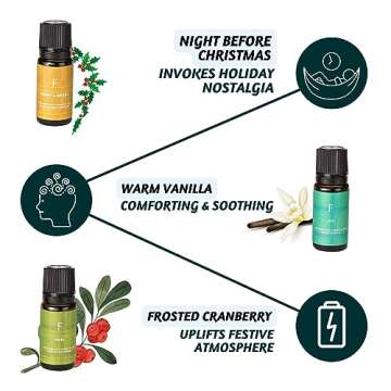 Folkulture Christmas Fragrance Oils for Diffuser as Gifts, Set of 6 Christmas Essential Oils Set for Diffusers for Home - Peppermint Candy Apple Tart Cranberry Vanilla (Christmas Magic)