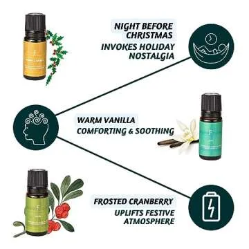 Folkulture Christmas Fragrance Oils for Diffuser as Gifts, Set of 6 Christmas Essential Oils Set for Diffusers for Home - Peppermint Candy Apple Tart Cranberry Vanilla (Christmas Magic)
