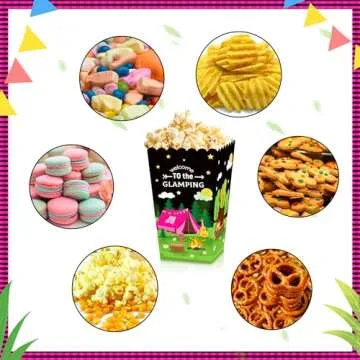 LaVenty 12 Pink Camping Party Popcorn Favor Boxes