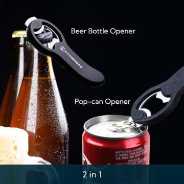 KITCHENDAO 2 in 1 Magnetic Beer Bottle Opener for Fridge and RV with Cap Catcher - Pop Can Soda Can ...
