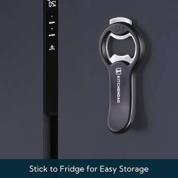 KITCHENDAO 2 in 1 Magnetic Beer Bottle Opener for Fridge and RV with Cap Catcher - Pop Can Soda Can Opener, Stick to Refrigerator for Easy Storage with Magnet, Gift for Men Husband Father- 1 Pack