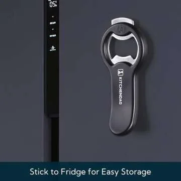KITCHENDAO 2 in 1 Magnetic Beer Bottle Opener for Fridge and RV with Cap Catcher - Pop Can Soda Can Opener, Stick to Refrigerator for Easy Storage with Magnet, Gift for Men Husband Father- 1 Pack