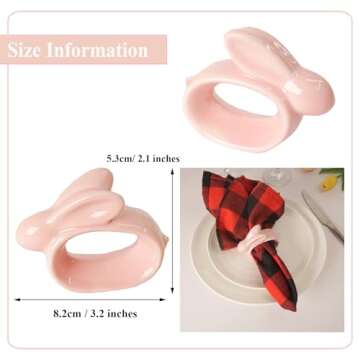 Utalek Easter Bunny Napkin Rings Set of 6 for Spring Events