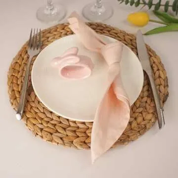 Utalek Easter Bunny Napkin Rings Set of 6 for Spring Events