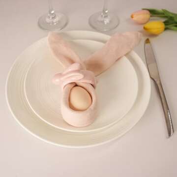 Utalek Easter Bunny Napkin Rings Set of 6 for Spring Events