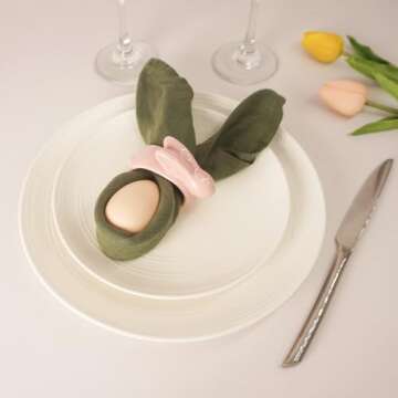 Utalek Easter Bunny Napkin Rings Set of 6 for Spring Events