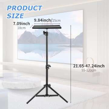 Adjustable Projector Tripod Stand, 21" to 47" Portable Height for DJ and Home Use