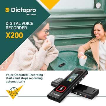 DictoPro X200 Voice Recorder - Voice Activated Digital Recorder