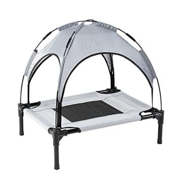 BUZZYFUZZY Elevated Pet Cot with Canopy,Cooling Outdoor Dog Bed,Raised Breathable Mesh Portable Shad...