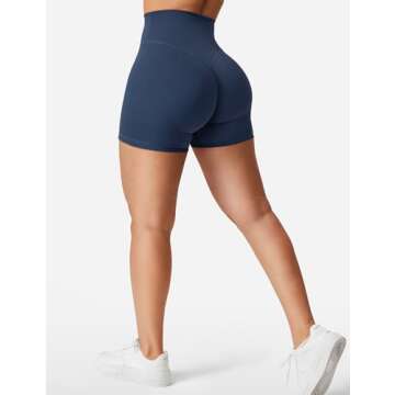 YEOREO Women's Biker Shorts 4.5" / 6" Workout Gym Shorts Craze High Waist Tummy Control Hidden Scrun...