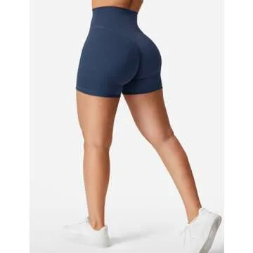 YEOREO Women's Biker Shorts 4.5" / 6" Workout Gym Shorts Craze High Waist Tummy Control Hidden Scrun...