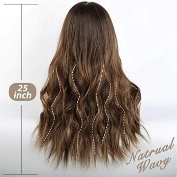 EMMOR Long Brown Lace Front Wig 25 Inch Natural Style