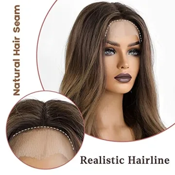 EMMOR Long Brown Lace Front Wig 25 Inch Natural Style