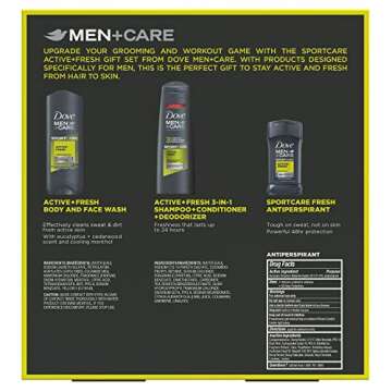 DOVE MEN + CARE Limited Edition Sportcare Holiday Grooming Gift Pack active plus fresh Body Wash, An...