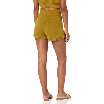 Soft Olive Oil Sweater Knit Shorts by The Drop - XS