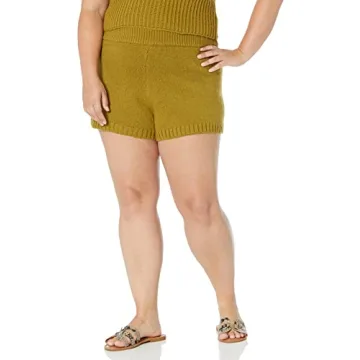 Soft Olive Oil Sweater Knit Shorts by The Drop - XS