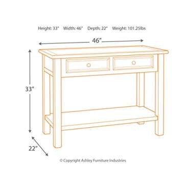 Signature Design by Ashley Bolanburg Farmhouse Rectangular Two Tone Sofa Table, Antique Cream