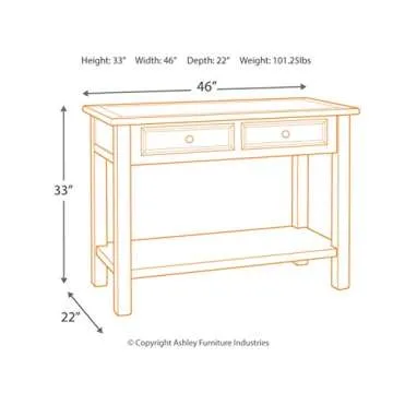 Signature Design by Ashley Bolanburg Farmhouse Rectangular Two Tone Sofa Table, Antique Cream