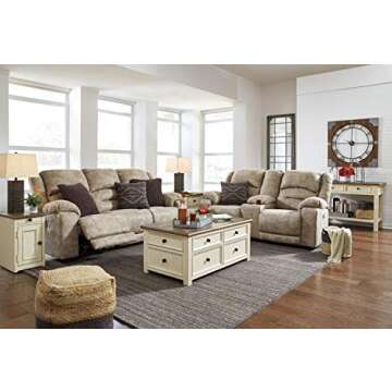 Signature Design by Ashley Bolanburg Farmhouse Rectangular Two Tone Sofa Table, Antique Cream