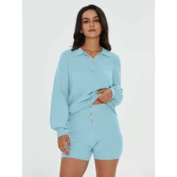 DEEP SELF Women's Cozy Knit Lounge Set for Casual Days