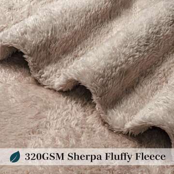 PAVILIA Sherpa Throw Blanket for Couch Sofa, Taupe Tan Fluffy Warm Plush Blanket for Bed, Cozy Super Soft Lightweight Throw, Fuzzy Decorative Blanket, All Season Home, 50x60