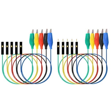 Makeronics Alligator Clip to Breadboard Jumper Wires, 10pcs 12 inch, 22AWG Test Lead, Alligator to M...