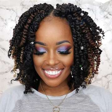 ToyoTress Tiana Passion Twist Hair - 10 inch 8 Packs Pre-Twisted Passion Twists, Pre-Looped Crochet ...