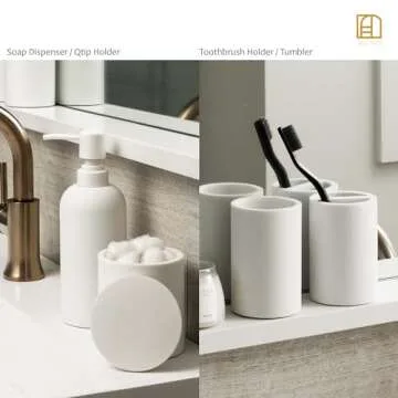 Jo Lavie White Bathroom Accessory Set - Elegant 4-Piece Collection