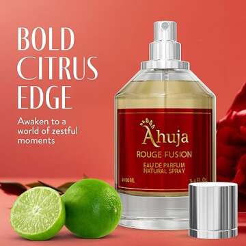 AHUJA Rouge Fusion Unisex Eau De Parfum 3.4 fl oz - Long Lasting Luxury Fragrance, Vanilla Perfume W/Bold Citrus Scents & Allure Of Roses, Geraniums, & Pine-Best Alternative for Baccarat Rouge 540