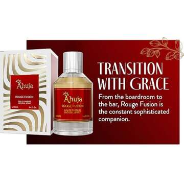 AHUJA Rouge Fusion Unisex Eau De Parfum 3.4 fl oz - Long Lasting Luxury Fragrance, Vanilla Perfume W/Bold Citrus Scents & Allure Of Roses, Geraniums, & Pine-Best Alternative for Baccarat Rouge 540