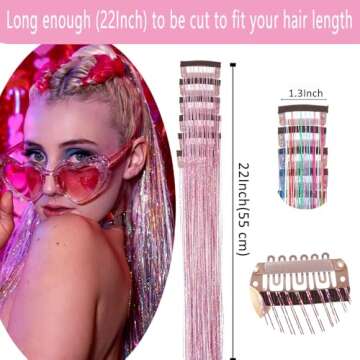 Colorful Clip in Hair Tinsel Kit for Girls and Women