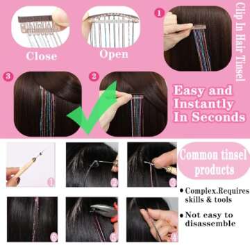 Colorful Clip in Hair Tinsel Kit for Girls and Women