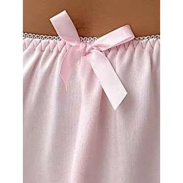 SweatyRocks Women's Plain Contrast Lace Bow Front Briefs Casual Breathable Comfy Panty Underwear Pink S