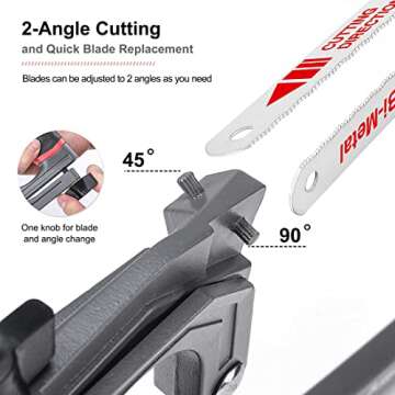 HAUTMEC 12 inch Pro High-Tension Hacksaw X-Power Heavy Duty Adjustable Hand Saw With 24 TPI Bi-Metal Hss Blade Contractor Level Hack Saw For Metal, Steel Pipe, PVC, Wood Cutting