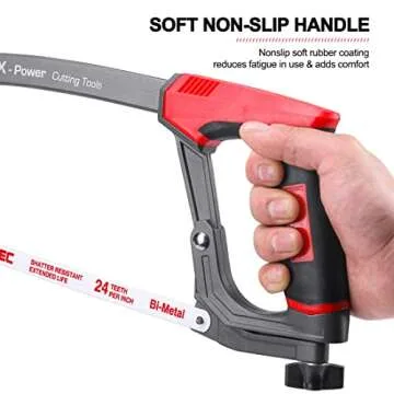 HAUTMEC 12 inch Pro High-Tension Hacksaw X-Power Heavy Duty Adjustable Hand Saw With 24 TPI Bi-Metal Hss Blade Contractor Level Hack Saw For Metal, Steel Pipe, PVC, Wood Cutting