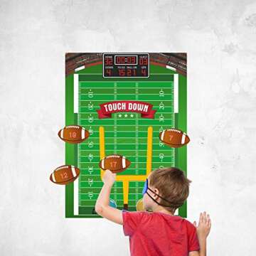 FEPITO Pin The Football on The Goalpost, Pin The Football Game for Kids, Birthday Party Game with 24 Pcs Football Stickers for Football Party Decorations, Kids Birthday Party Decorations