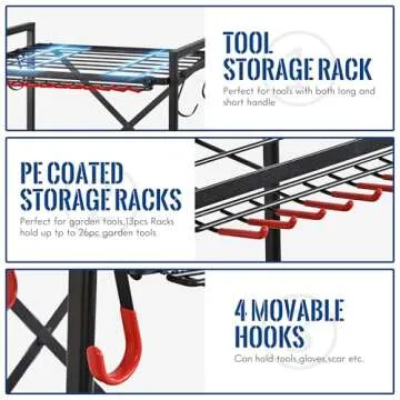 Mythinglogic Garden Yard Tool Organizer for Garage with Wheels, Yard Tool Racks Garage Organizers and Storage,Tool Holder for Garage Yard Shed, Garden Tool Stand
