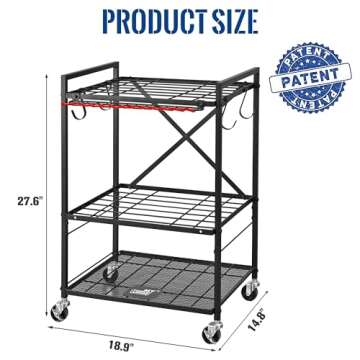 Mythinglogic Garden Yard Tool Organizer for Garage with Wheels, Yard Tool Racks Garage Organizers and Storage,Tool Holder for Garage Yard Shed, Garden Tool Stand