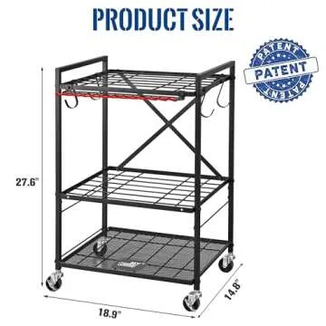 Mythinglogic Garden Yard Tool Organizer for Garage with Wheels, Yard Tool Racks Garage Organizers and Storage,Tool Holder for Garage Yard Shed, Garden Tool Stand