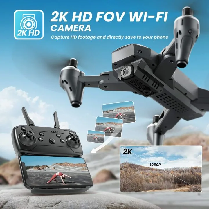 2K HD Camera Drone with Live Video & 2 Batteries