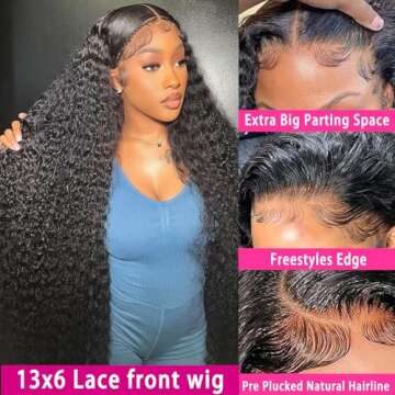 SBDSBD 30 Inch13x6 Deep Wave Lace Front Wigs Human Hair Pre Plucked Deep Wave Curly Wig Human Hair 2...