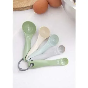 Colourworks Measuring Spoon Set, 5 Spoons for Measuring Food, Durable, Stain Resistant and Dishwasher Safe Plastic, Classic Colour, Classics