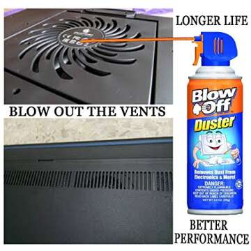 Compressed Air Duster Can MAX Professional Cleaner 1111 Blow Off Non-toxic & No Bitternt 8oz. Stop the Build-up of Dust in Your Electronics, Clogging up the Cooling Fan. Pack of 2